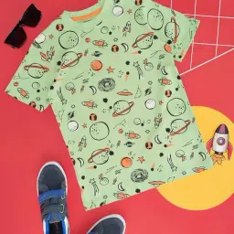 Pantaloons Junior Kids Ash Green Cotton Printed T-Shirt-picture-39