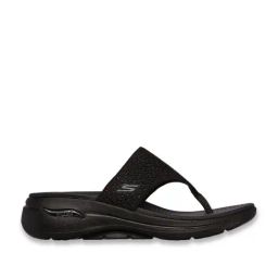 Skechers Women's GO WALK ARCH FIT - WEE Black Thong Wedges-image-82