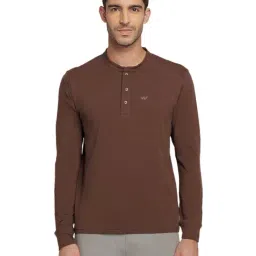 Wildcraft Brown Regular Fit Self Design Henley T-Shirt-29