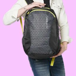 Lavie Sport Rapid Black & Grey Polyester Medium Laptop Backpack with Rain Cover-5