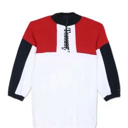Tommy Hilfiger Kids Red & White Cotton Color Block Full Sleeves Dress-picture-21