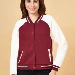 People by Pantaloons Maroon & White Cotton Color-Block Sweatshirt-image-24