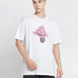 Adidas White Cotton Loose Fit Printed Sports T-Shirt-picture-27