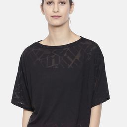 Puma Women Black Boat Neck T-shirt-image-11