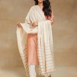 Fabindia Cream Woven Pattern Dupatta-picture-3