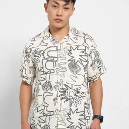 People By Pantaloons Beige Relaxed Fit Printed Shirt-image-42