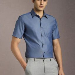 Louis Philippe Blue Cotton Regular Fit Shirt-picture-38