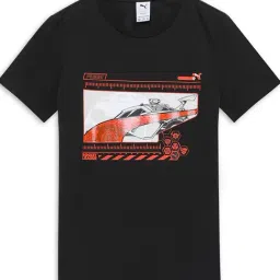 Puma Boys Black Cotton Printed T-Shirt-image-36