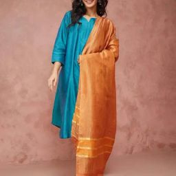 Fabindia Orange Striped Dupatta-image-52