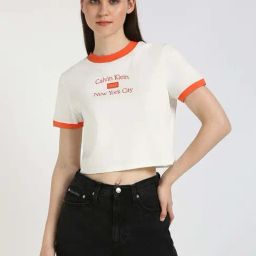 Calvin Klein Jeans FROST TIGERLILY Solid T-Shirt-image-3