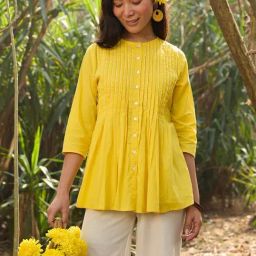 Okhai Sun Rays Yellow Cotton Embroidery Top-picture-20