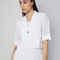 Code by Lifestyle Off-White Cotton Self Pattern Shrug-image-28