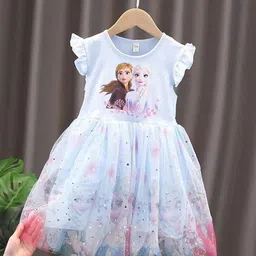 YK Print Flutter Sleeve Fit & Flare Dress-15