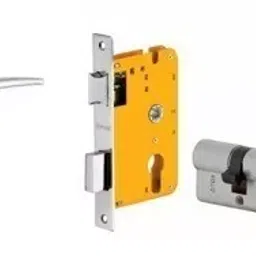 Dorset 60 mm Lever Handle Lock Set With Both Side Key Cylinder Silver Chrome HL LET-9
