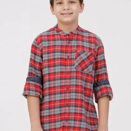Kate & Oscar Boys Red Cotton Checks Shirt-picture-40