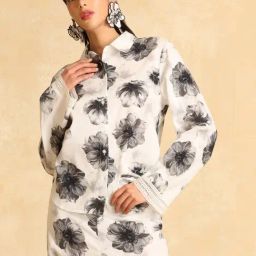 Kazo White Printed Casual Shirt-30