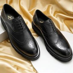 Arrow Men's Black Brogue Shoes-image-97