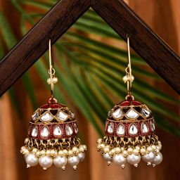 Anvik Gold Plated Kundan Studded Contemporary Jhumkas-46