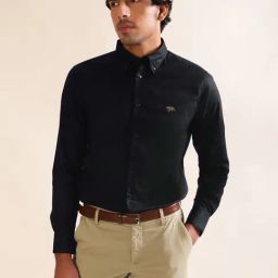 ANDAMEN Black Regular Fit Cotton Shirt-image-87
