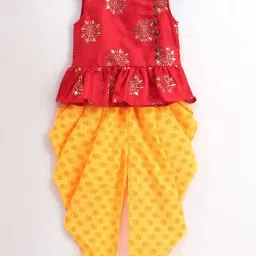 TWISHA Kids Red & Yellow Printed Top with Dhoti-image-70