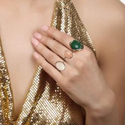 Zaveri Pearls Set of 3 Multicolor Stones Embellished Statement Contemporary Rings-83