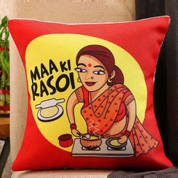 FNP Multicolor Canvas Poly Duck Maa Ki Rasoi Printed Cushion With Filler-20