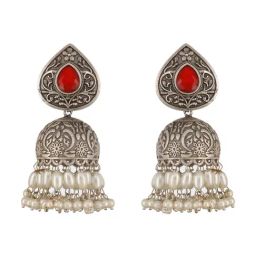 Saraf RS Jewellery Silver Statement Brass Earrings for Women-19