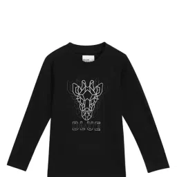 Blue Giraffe Kids Black Printed  T-Shirt-image-67