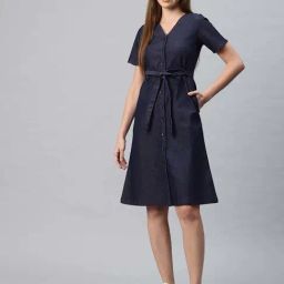 Cottinfab Navy Blue Casual Dress-image-89