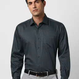 Van Heusen Checked Spread Collar Pure Cotton Formal Shirt-image-62
