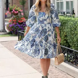 VS MALL White Other Fit and Flare Dresses-image-12