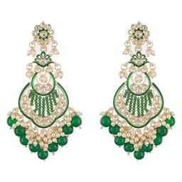 Saraf RS Jewellery Green Statement Brass Earrings for Women-25