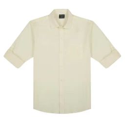 Charchit Boys Cream Cotton Comfort Fit Shirt-image-3