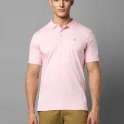 Louis Philippe Soft Pink Cotton Regular Fit Polo T-Shirt-image-5