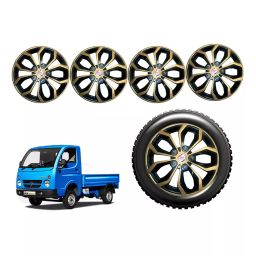 Auto Pearl GoDC08_R Press Type Car Wheel Cover with Retention Ring 304.8 mm (12 Inch) Glossy Gold, Black for Tata (Set of 4)-picture-1