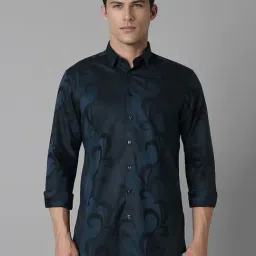 Louis Philippe Navy Slim fit Print Casual Shirt-image-8