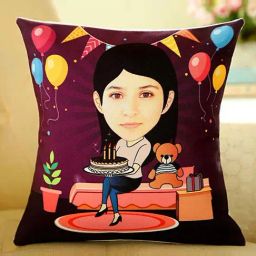 FNP Multicolor Canvas Poly Duck Personalised Birthday Caricature Cushion-93