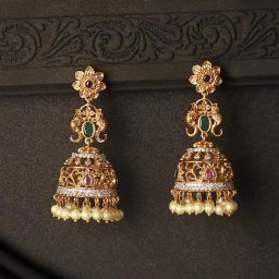 Saraf RS Jewellery Gold Statement Brass Earrings for Women-image-54
