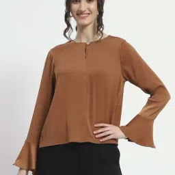 MADAME Brown Plain Top-image-17