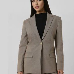 Van Heusen Brown Blended Regular Fit Print Blazer-image-21