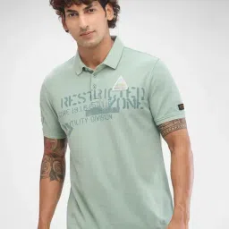 Spykar Green Slim Fit Printed Polo T-Shirt-picture-41