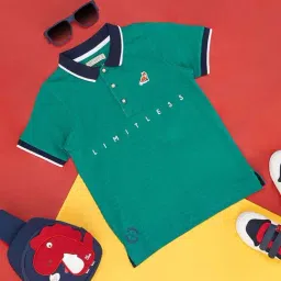 Pantaloons Junior Green Cotton Printed Polo T-Shirt-picture-44