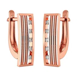 Joyalukkas 18k Rose Gold Chic Striped Hoop Earrings for Women-image-55