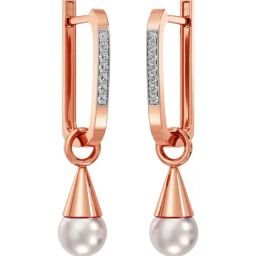 Joyalukkas 18k Rose Gold Lustrous Pearl Drop Hoop Earrings for Women-image-76