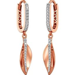 Joyalukkas 18k Rose Gold Lush Leaf Hoop Earrings for Women-image-3