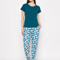 Clovia Multicolor Printed Top With Pyjamas-image-1