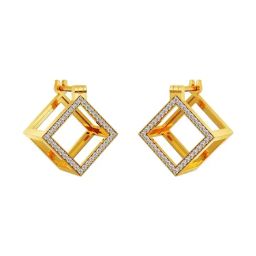 Joyalukkas 22k Yellow Gold Sparkling Cube Hoop Earrings for Women-image-23