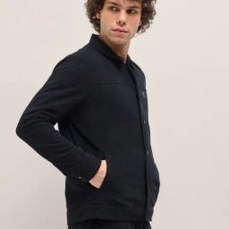 The Bear House Black Polyester Regular Fit Textured Casual Jacket-picture-24