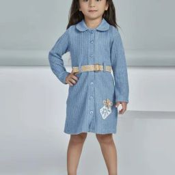 Peppermint Kids Blue Polyester Regular Fit 1 Dress-image-12