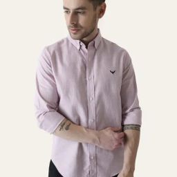 Perch Red Pure Cotton Slim Fit Striped Shirt-image-48
